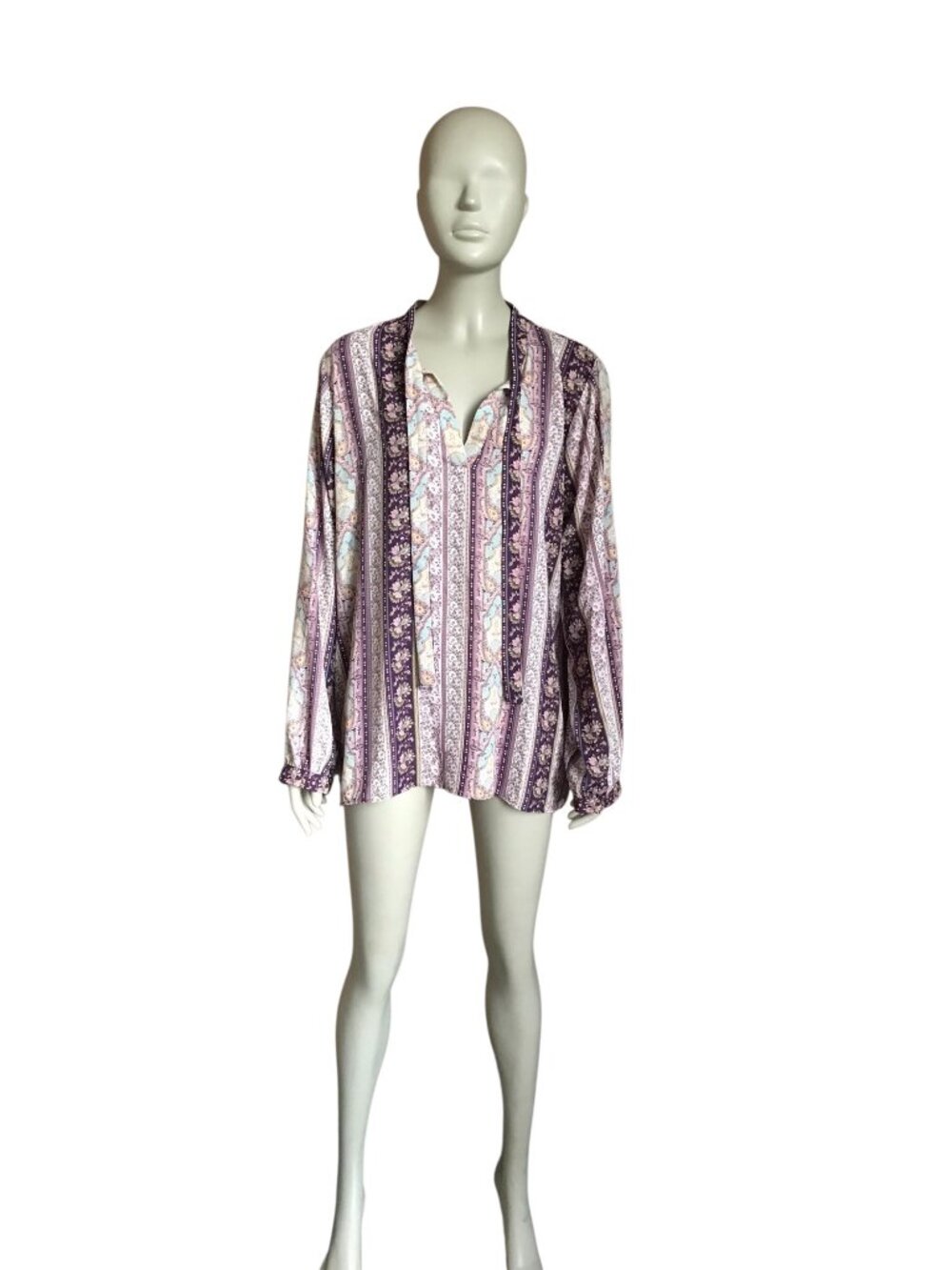 Violet & Claire Purple Patterned Long Sleeve Blouse